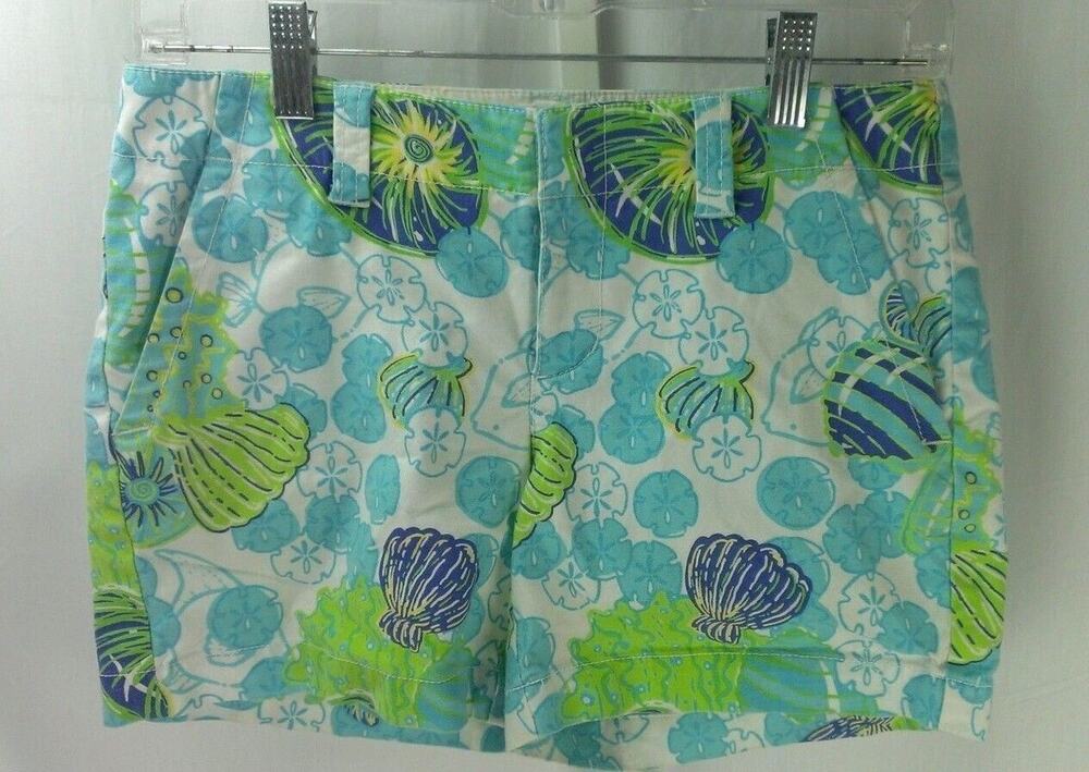 Lilly Pulitzer Callahan Shorts Sand Dollars Nautilus Sea Shells size 0